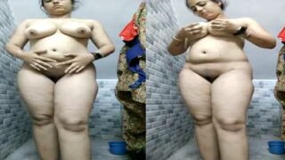 Horny chubby girl full nude show on selfie cam