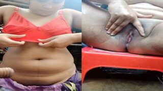Lusty village girl showing her both tight openings
