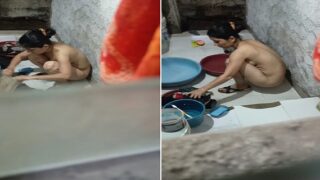 Village girl nude bath and washing hidden cam
