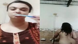 Morning nude bath video captured by Desi bhabhi