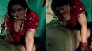 Bihari bhabhi rides devar in red saree and sucks cock