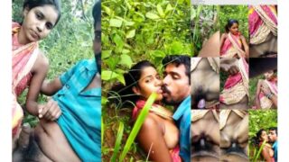 Young village wife fucked in jungle by horny boyfriend